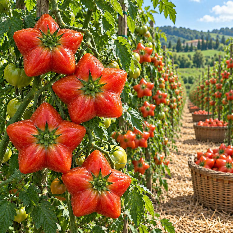 Rare Giant Starburst Tomato Seeds – Unique Five-Point Shaped Tomatoes
