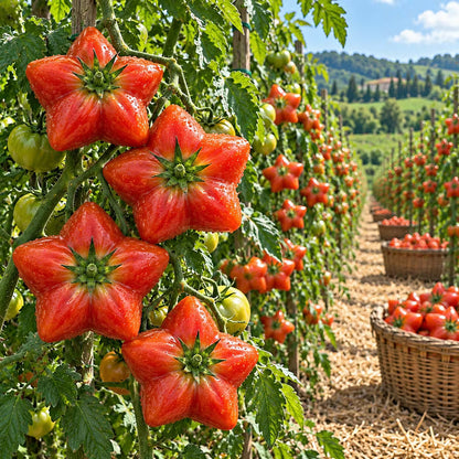 Rare Giant Starburst Tomato Seeds – Unique Five-Point Shaped Tomatoes