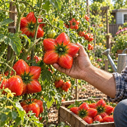 Rare Giant Starburst Tomato Seeds – Unique Five-Point Shaped Tomatoes
